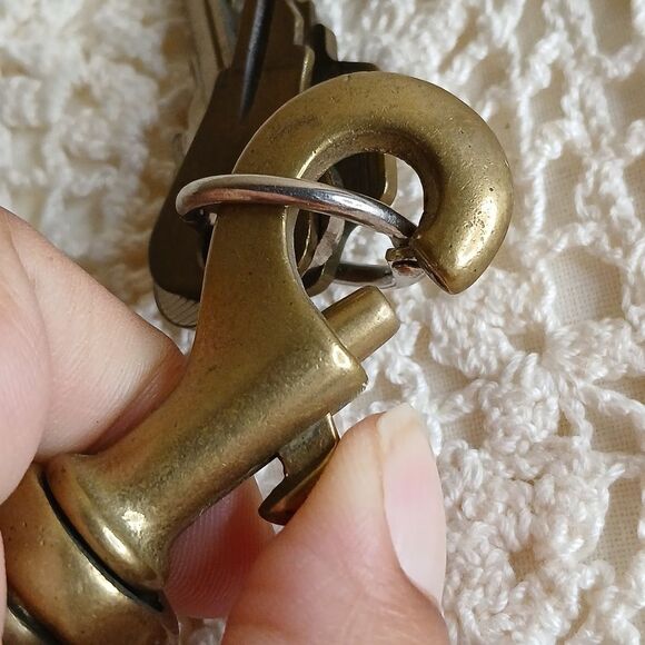 Vintage 3" Solid Brass Heavy Swivel Lobster Hook Spring Clasp with KEYS - Picture 11 of 11
